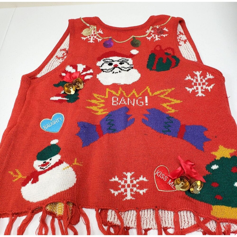 Poof Womens Christmas Holiday Sweater Vest - Picture 9 of 11